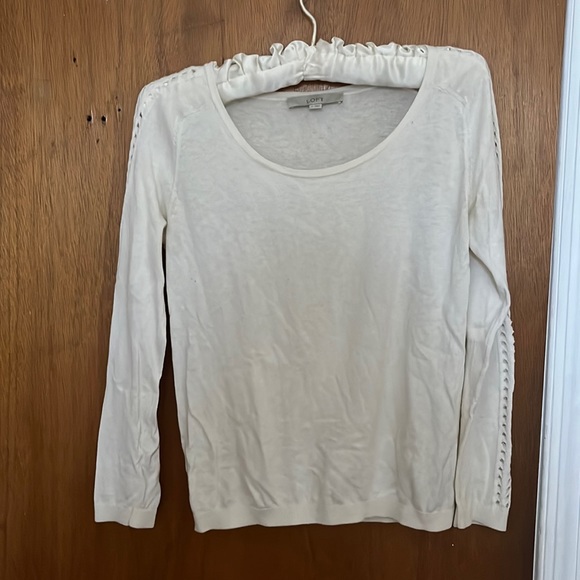 LOFT white sweater with sleeve detail - Picture 1 of 3
